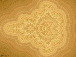 Arte frattale. Un'immagine dell'insieme di Mandelbrot (con i colori di una venatura del legno) per una stampa fine art.