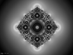 Charged Curve, abstract black and white fractal art for a fine art print, it is a Sierpiński curve Julia (and Fatou) set.