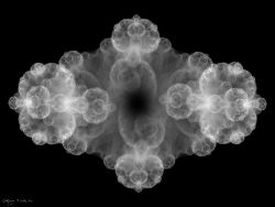 Mathematical picture. Image DGIFS11a for a fine art print, a black and white fractal made with a 2-vertex directed graph IFS.