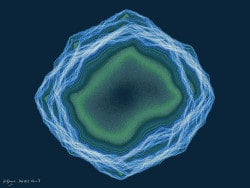 Fractal artwork. Static 1, an image with an electrostatic effect on a dark blue background, made with a directed graph IFS.