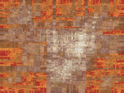 Fractal art math. DGIFS8b, a red and beige mathematical image for a fine art print, made with a 5-vertex directed graph IFS.