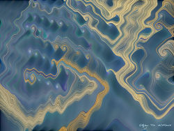 Sand Flow, abstract mathematical art (blue and sand colours) for a fine art print, created using trigonometric functions.