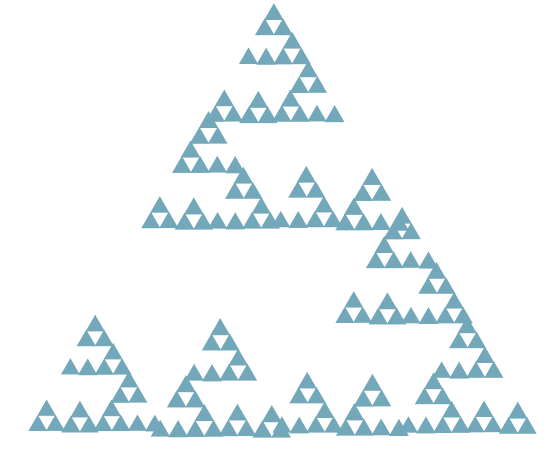 A fractal, a component of the attractor of a directed graph IFS based on the Sierpiński triangle.