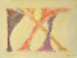 Mathematical art. The picture Iteration for a fine art print, created using random walks on an oil pastel picture.